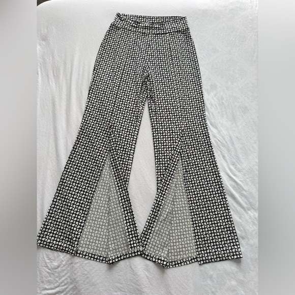 Clara Sun Woo-  Kick Front High Slit Pant - black & white - size S- worn 1x - Picture 3 of 7